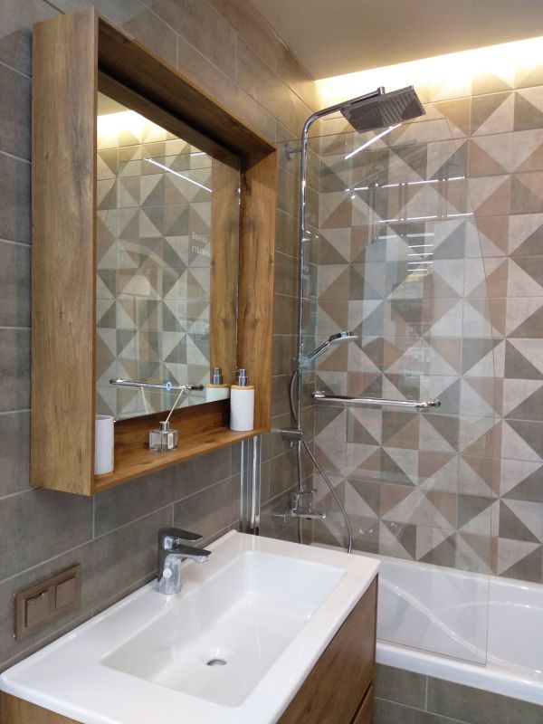 Contemporary Bathroom with Statement Tile